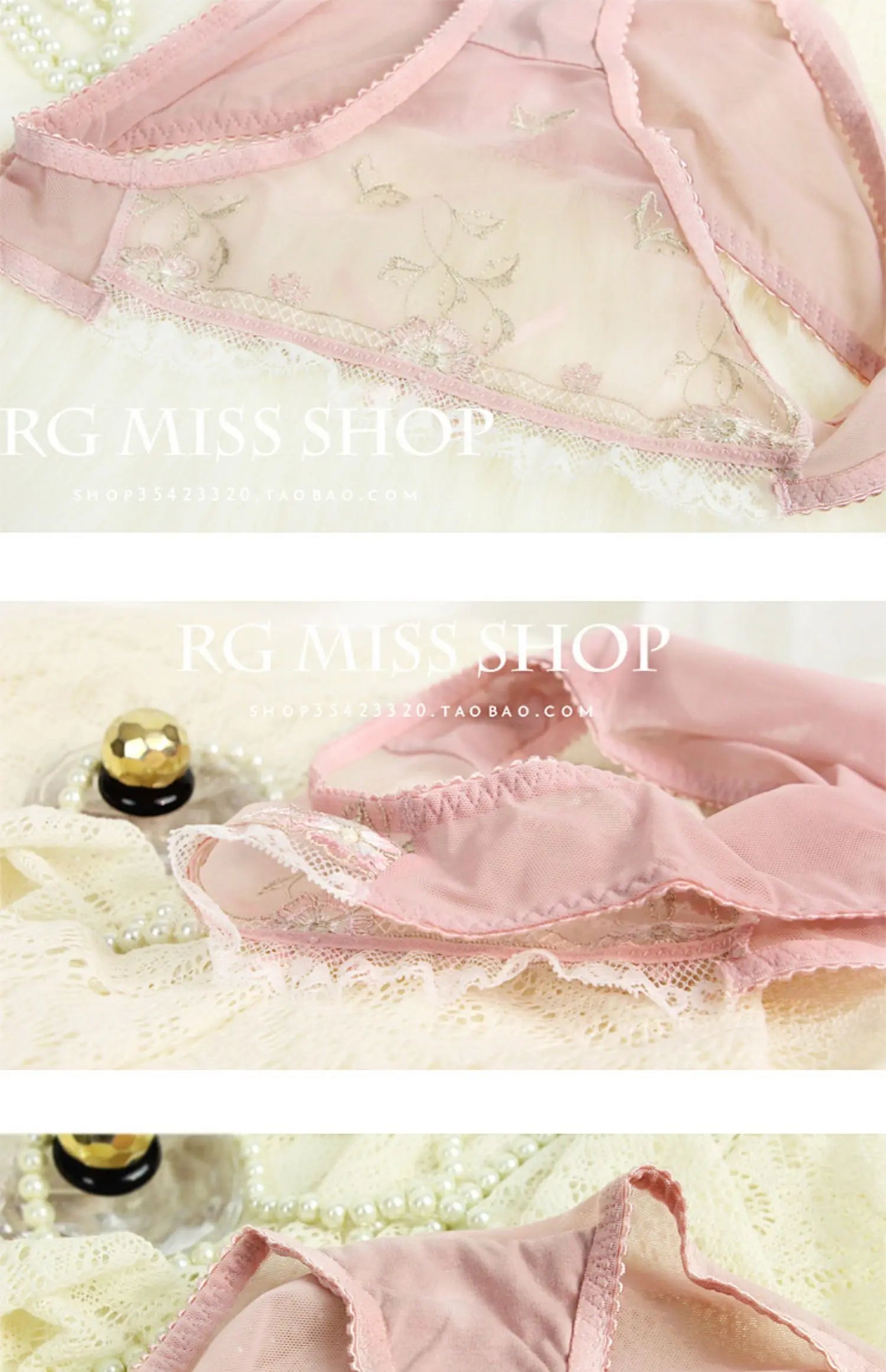 Lace Set With Embroidered Details Two-piece Sheer Push Up Bra And Matching Briefs