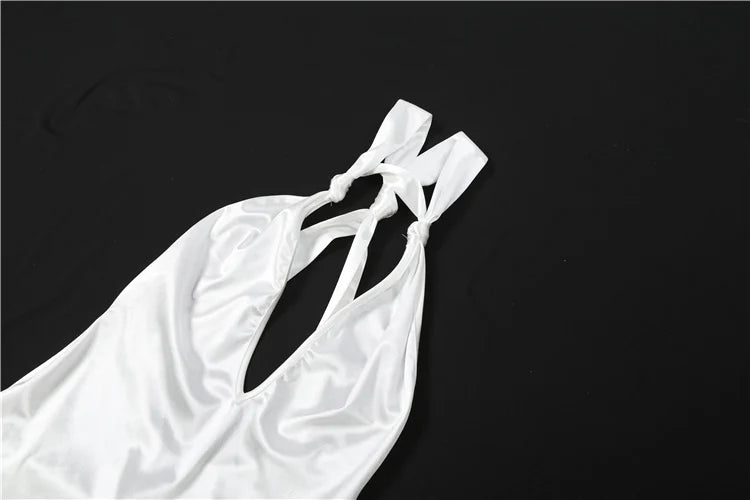 Silky Satin Evening Gown With Low Neck Backless Design Sleeveless Maxi Dress