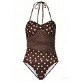 Polka Dot Print Bodysuit Wrap Belted Ruffled Back Cinched Pure Desire Style French for Women
