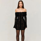 Lace Evening Dress Sleeve Elegant Party Gown