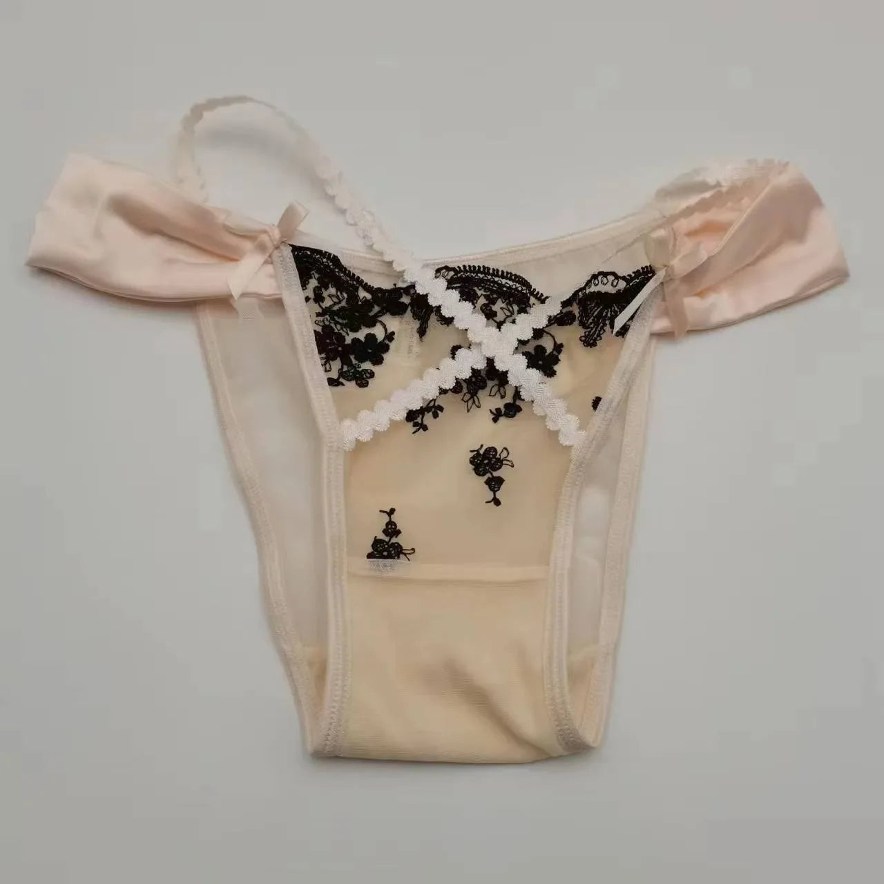 Sexy Lace Push Up Bra And Panty Set Featuring Semi Sheer Floral Design With Ring Embellishment