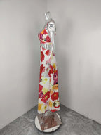 Romantic Garden Party Floral Maxi Dress With V Neckline