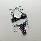 Halter Bikini Set in Plaid and Polka Dots