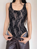 Lace Top With Built In Camisole Vest Backless
