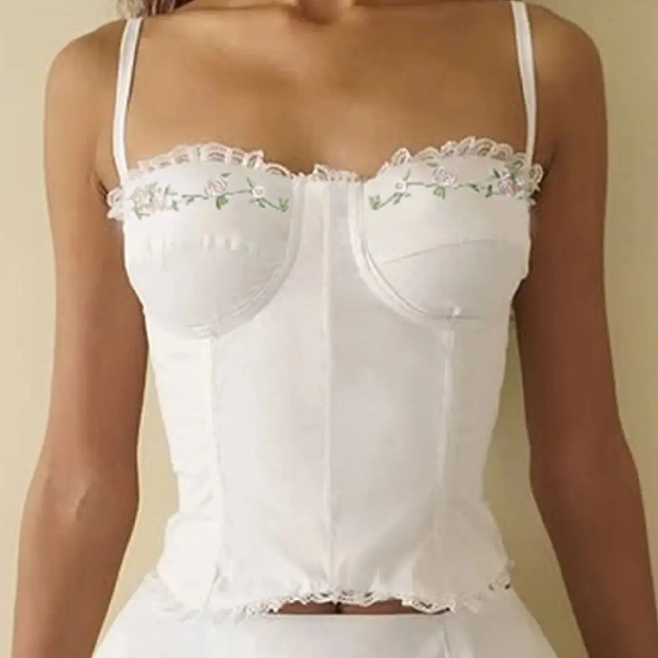 French Embroidered Flower Halter Corset Sexy Slim Top