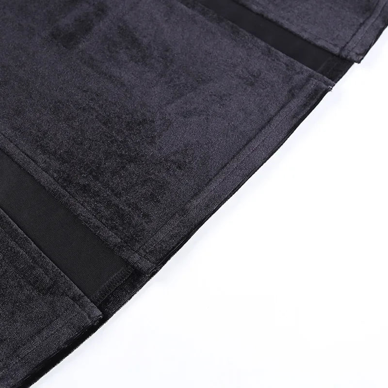 Punk High Waist Skirt With Bow Side Split Knee Length