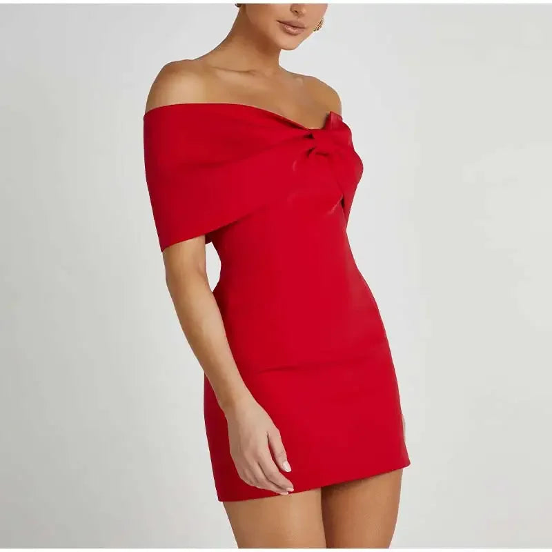 Bow Strapless Mini Backless Bodycon Dress