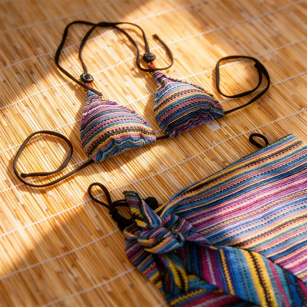 Strappy Push Up Bikini With Halter Bandeau Top Two Piece Beach Swimwear Set For Women Flattering Silhouette
