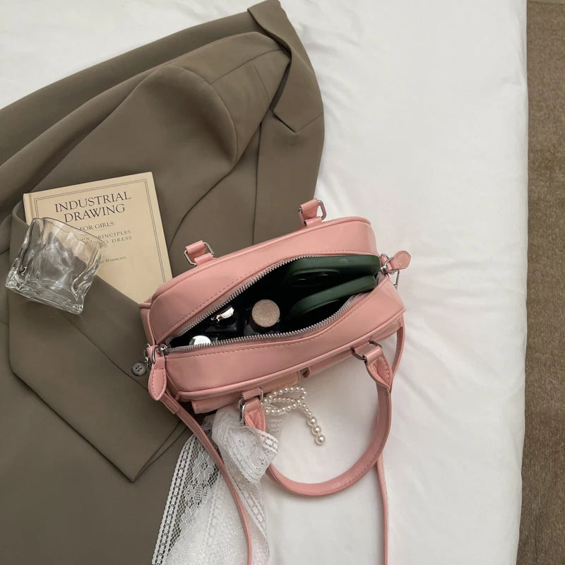 Minimalist PU Leather Crossbody With Pocket Design For Women Mini Square Shoulder Style