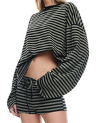 Stripe Patchwork Long Sleeve Tee for Casual Streetwear and Everyday
