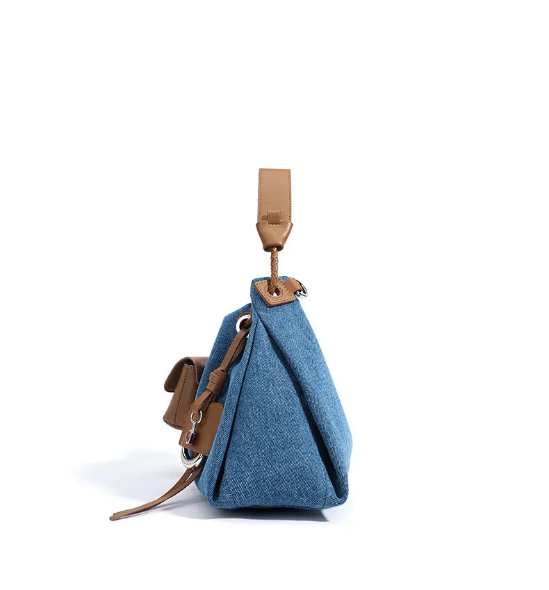 Denim Day Bag With Minimalist Crossbody