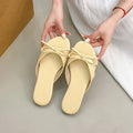 Butterfly Knot Open Toe Slides For Women Non Slip Flats
