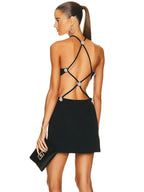 Sleeveless Hollow Out Bandage Backless Dress