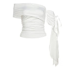 Knot Tie One Shoulder Vest Crop Top