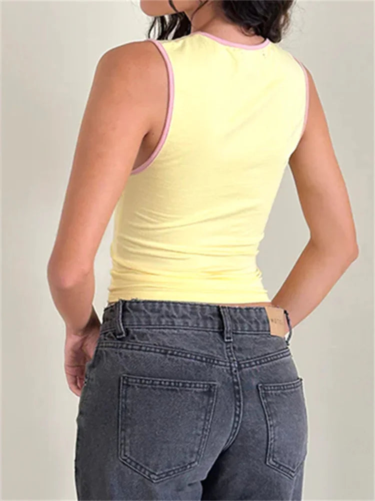 Sleeveless Tie Up Cutout Tank Top Cropped Camis