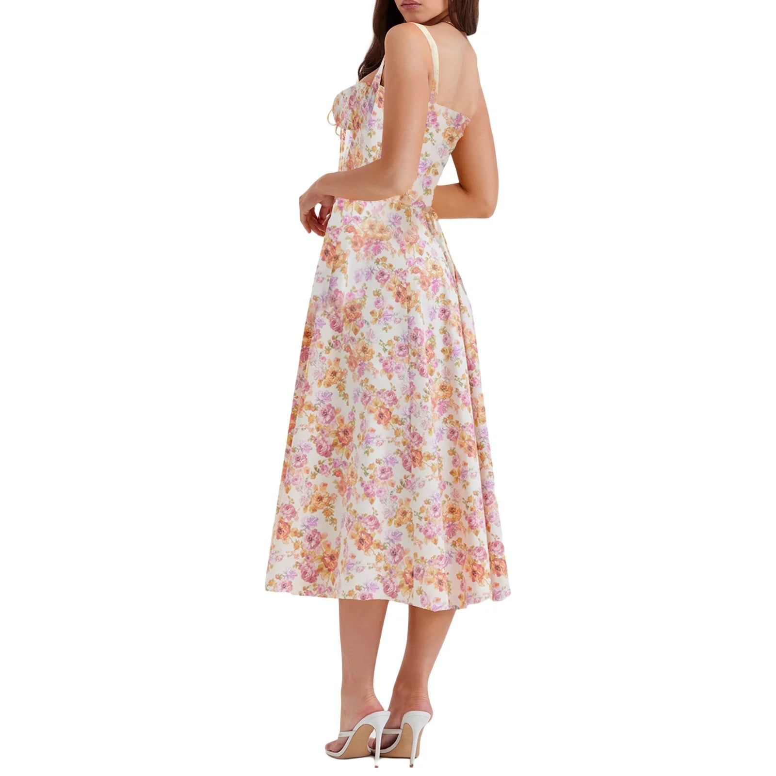 Spaghetti Strap Maxi Dress With Wrap Bow Lace Up Front Elegant Long Gown