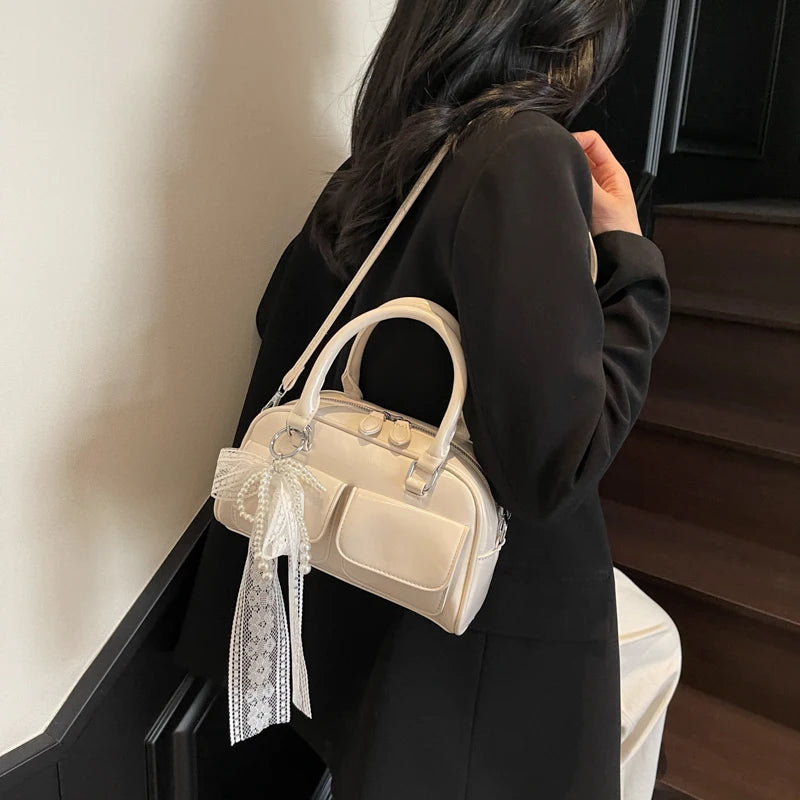 Minimalist PU Leather Crossbody With Pocket Design For Women Mini Square Shoulder Style