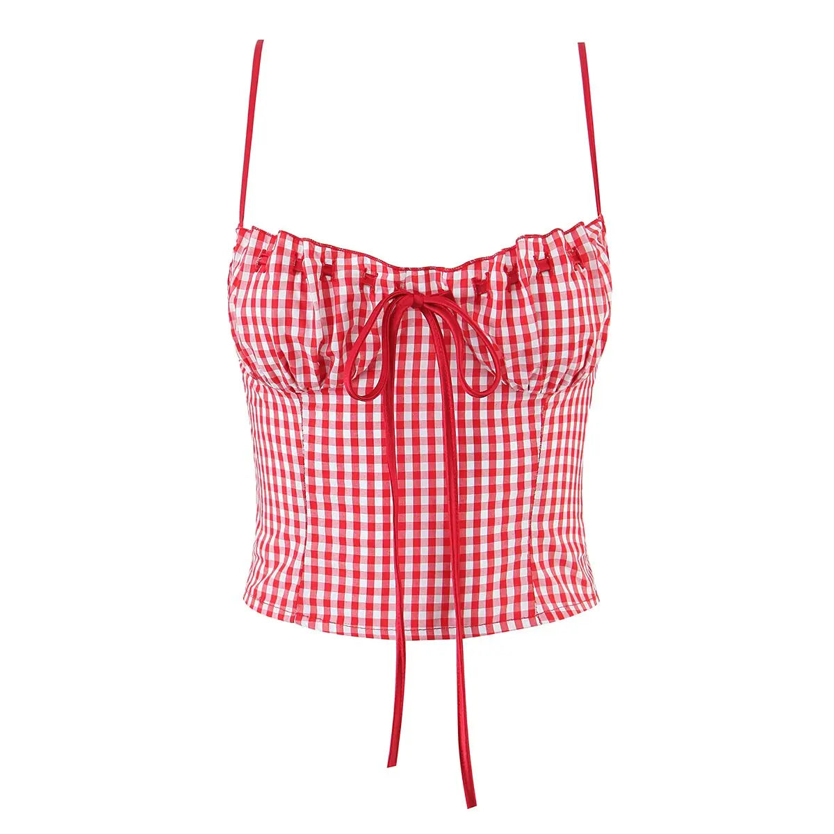 Sexy Sweet Girl Plaid Polka Dot Camis Cotton Top
