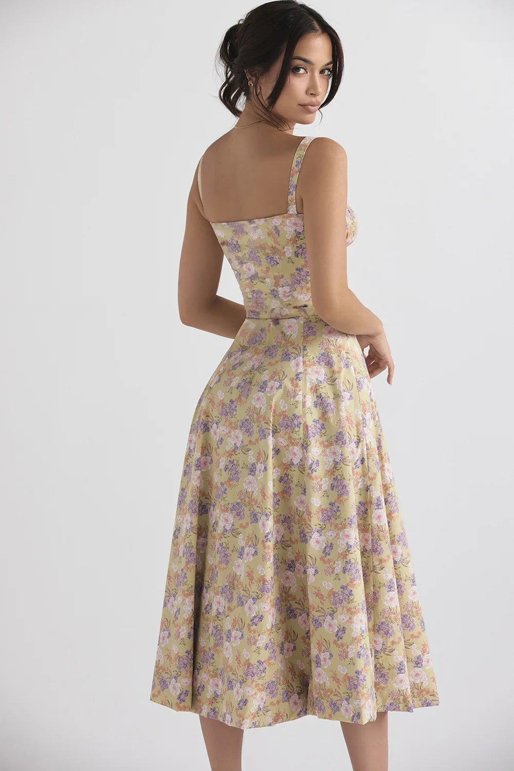 Spaghetti Strap Maxi Dress With Wrap Bow Lace Up Front Elegant Long Gown