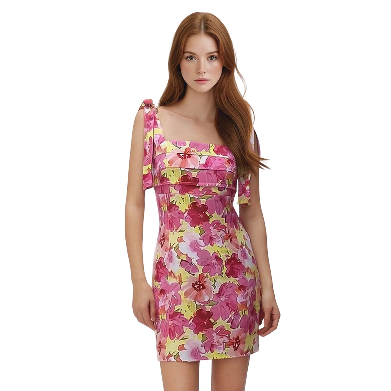 Sleeveless Tie Shoulder A Line Satin Mini Dress