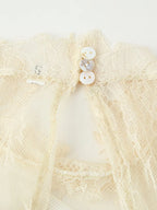 Lace Patchwork Mini Dress With Vintage Contrast Slim Long Sleeves