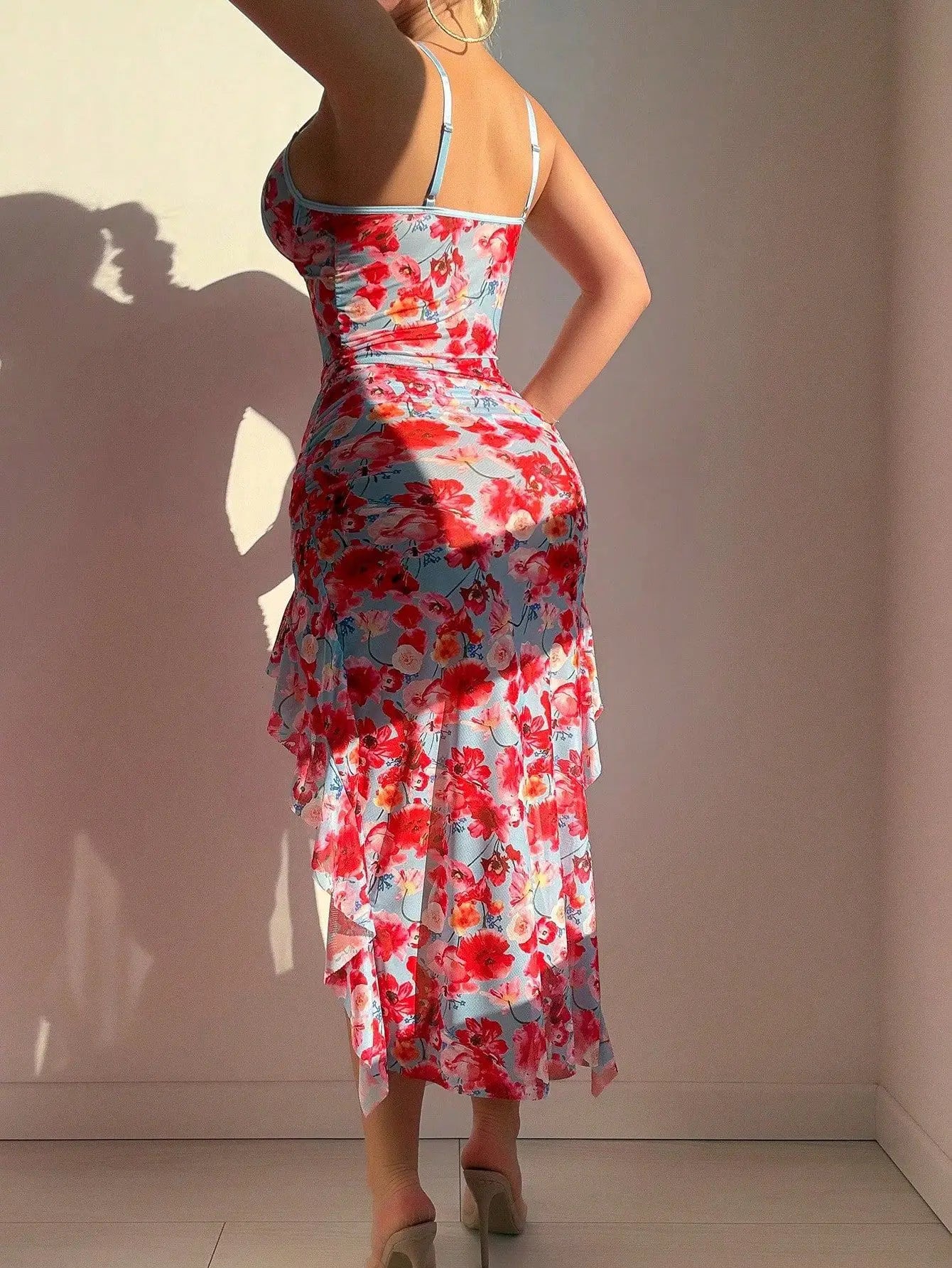 Floral Long Babydoll Nightgown With High Slit