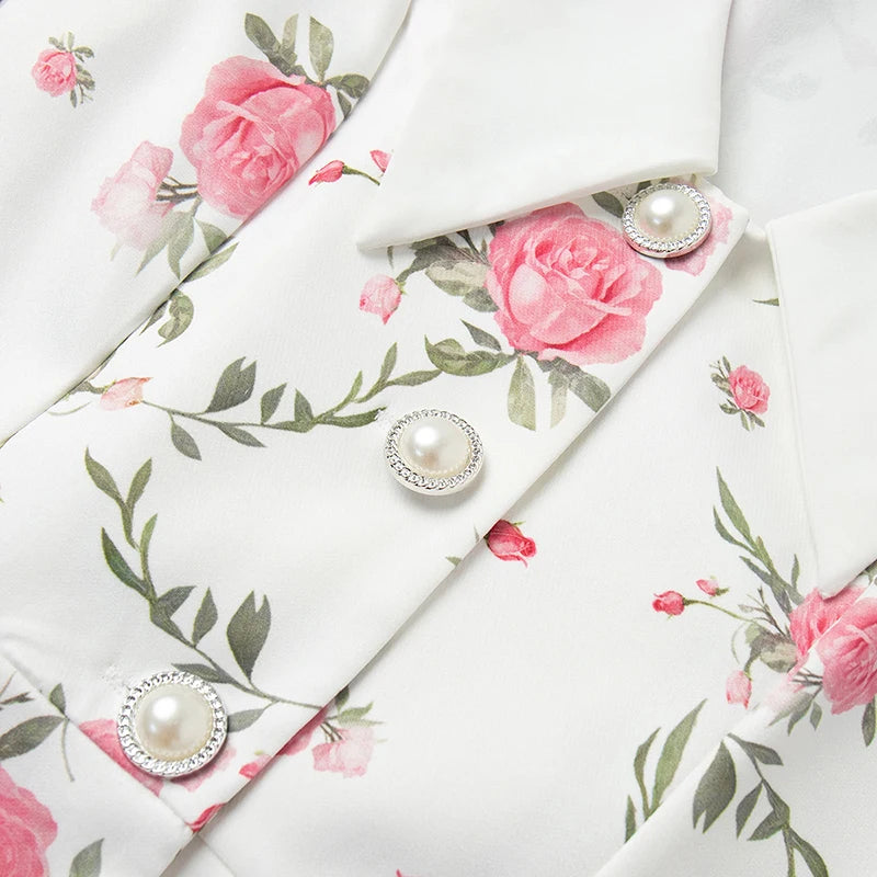 Puff Sleeves Ruffled Mini Dress With Pearl Buttons