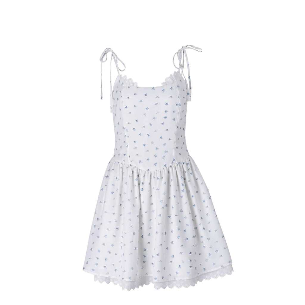 Floral Square Neck Sleeveless Bodycon Pleated Mini Dress