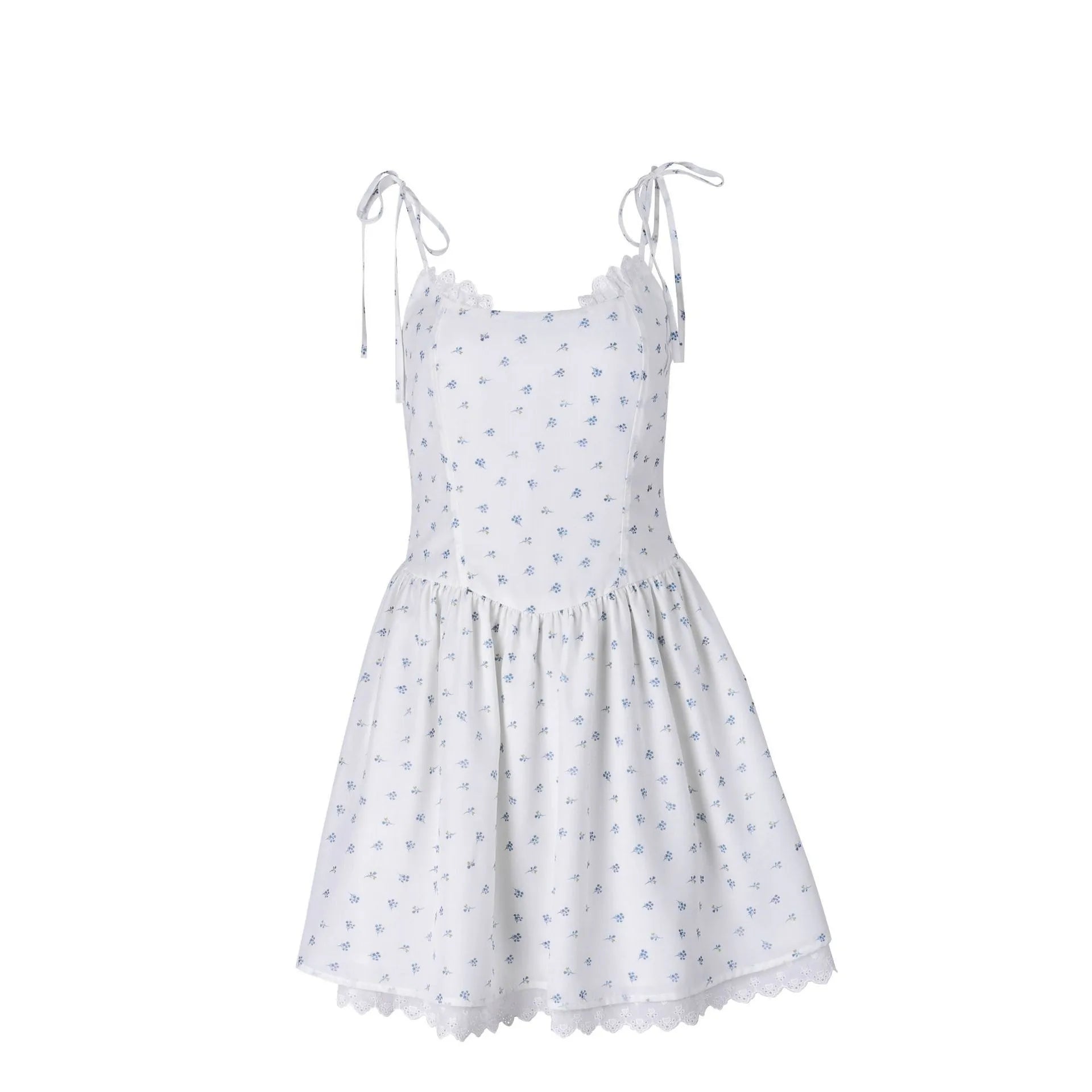 Floral Square Neck Sleeveless Bodycon Pleated Mini Dress