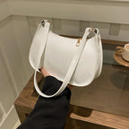 Retro Solid PU Leather Shoulder Bag For Women Chic Casual Hobo