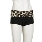 Leopard Patchwork Shorts With Low Waist