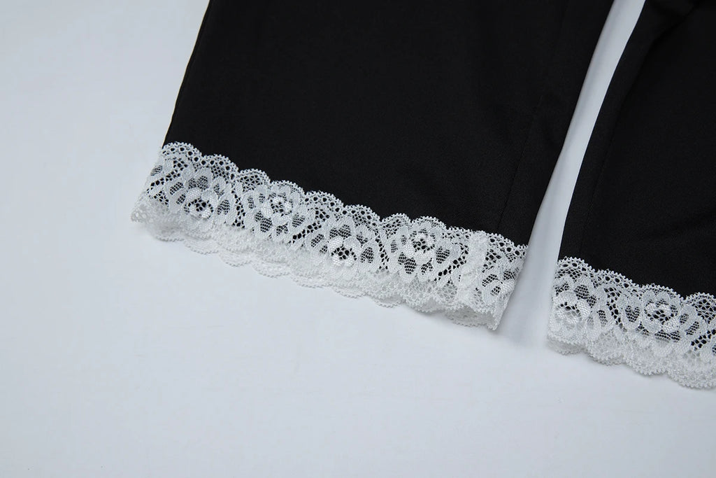 Women Sexy Backless Lace Ruffles Patchwork Halter Jumpsuit
