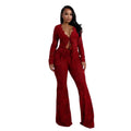 See Through Lace Set With Long Sleeve Top And Pants