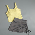 Activewear Set For Women With Chest Pad Vest And Skirt