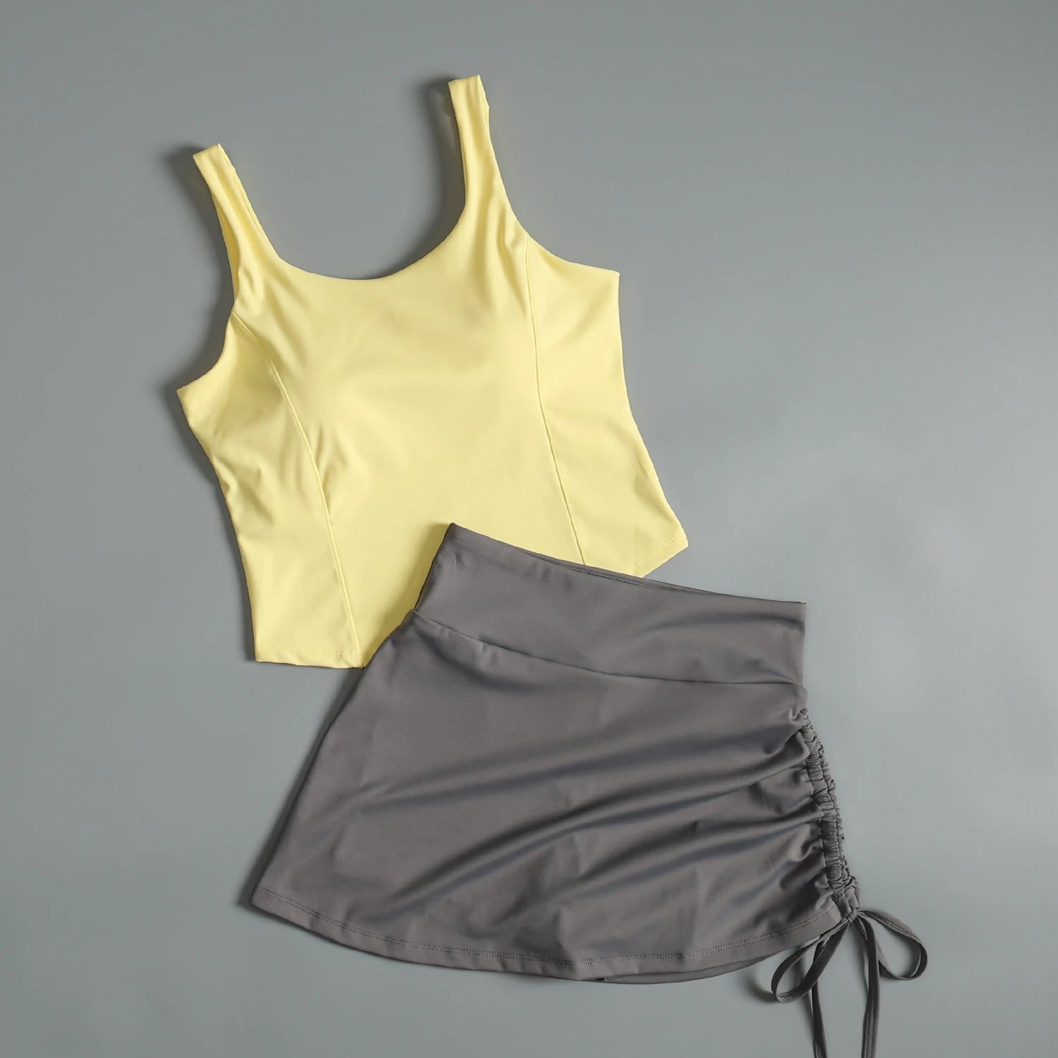Activewear Set For Women With Chest Pad Vest And Skirt