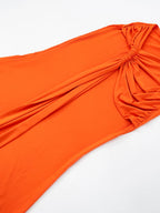 One Shoulder Backless Hollow Dress With Irregular Pleats And Tassel Patchwork