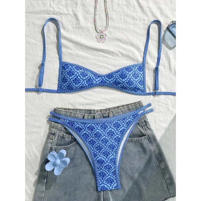Floral Print High Leg Bikini Set Two Piece Swimwear For Women Vibrant Summer Bathing Suit