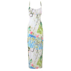 Sunlit Printed Strap Dress With Slim Fit Silhouette