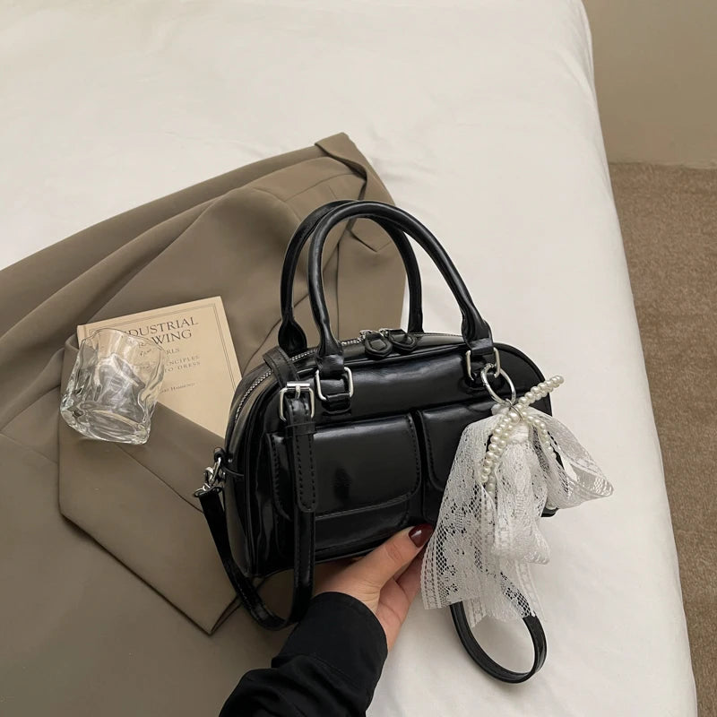 Minimalist PU Leather Crossbody With Pocket Design For Women Mini Square Shoulder Style