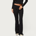 Polka Dot Wide Leg Flare Low Waist Pants
