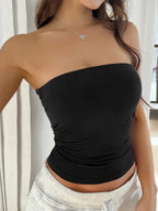 Open Back Knit Strapless Top