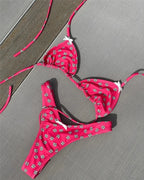 Floral Halter Bikini Set With High Leg Cut Two-piece Swimwear