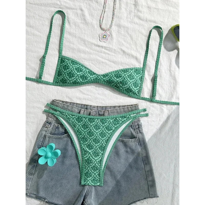 Floral Print High Leg Bikini Set Two Piece Swimwear For Women Vibrant Summer Bathing Suit