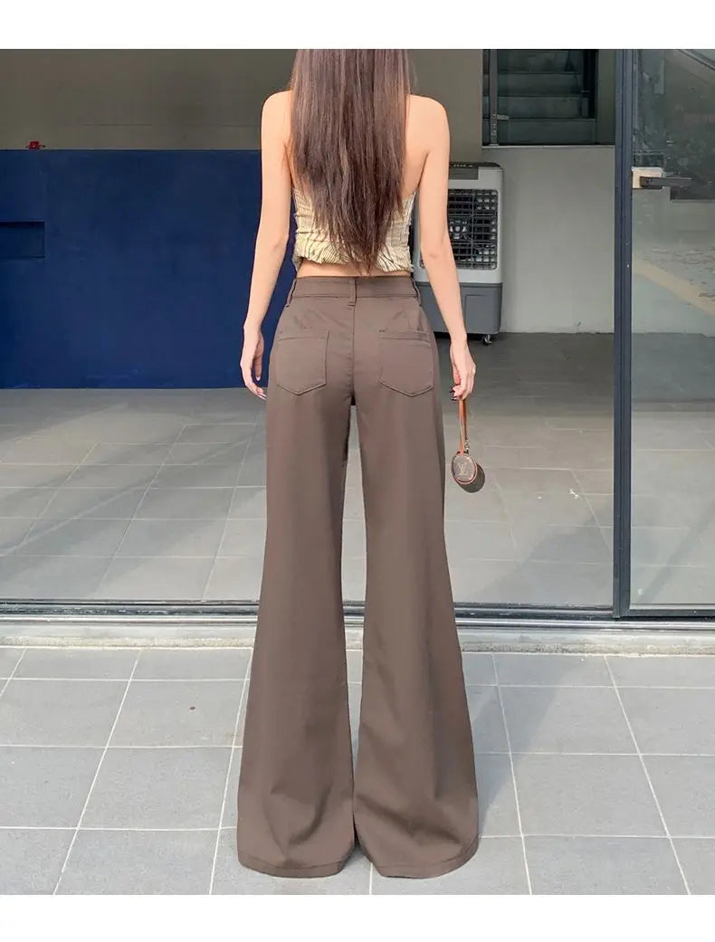 Antiwrinkle Flare Pants With Slimming Comfort Low Waisted