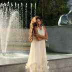 Ruffle Maxi Dress With Lapel V Neck Sleeveless Pleated High Waist