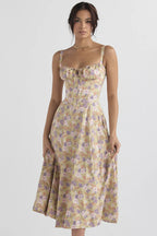 Spaghetti Strap Maxi Dress With Wrap Bow Lace Up Front Elegant Long Gown