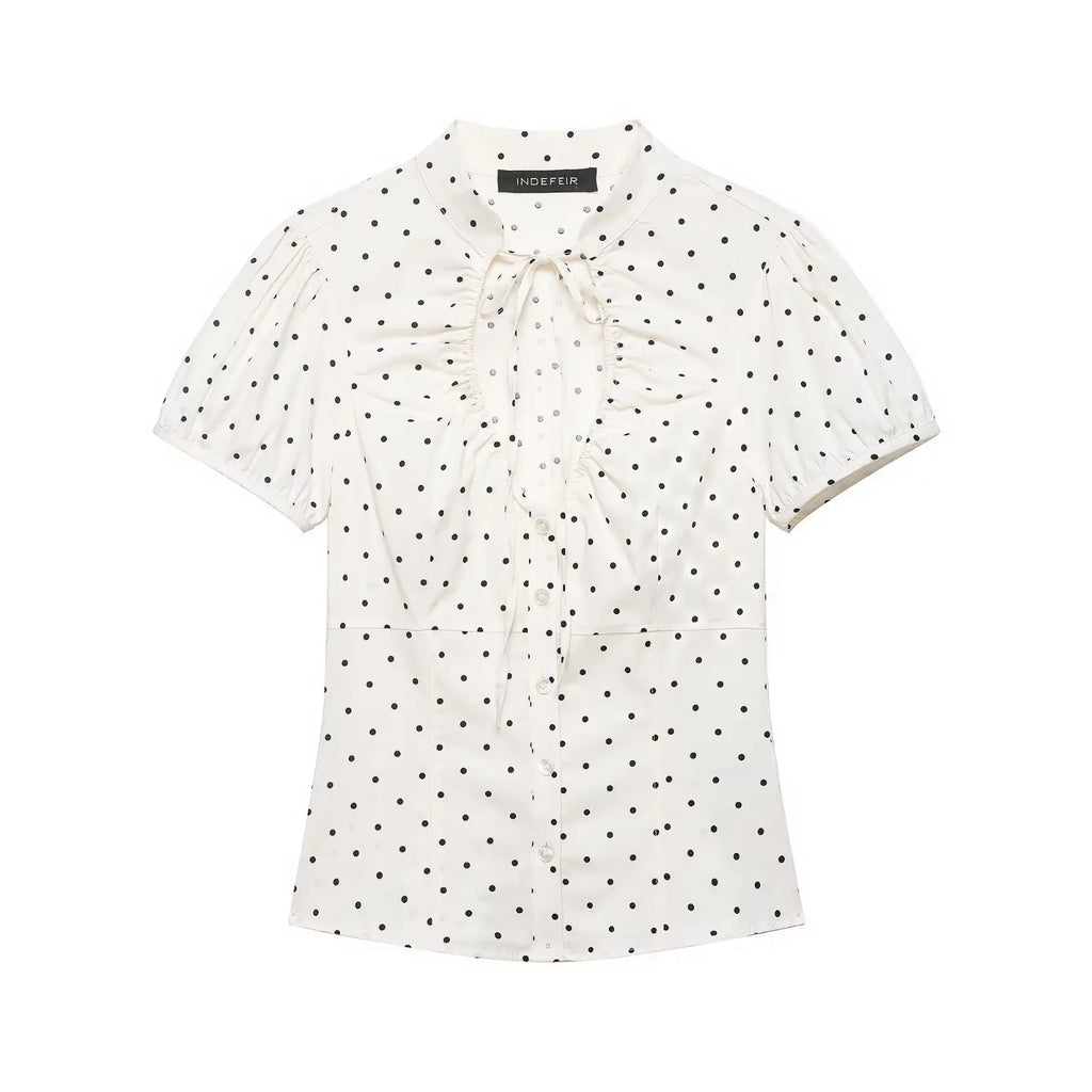 Lace Up Bow Puff Sleeve Crop Top With V Neck For Women