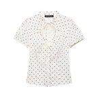 Lace Up Bow Puff Sleeve Crop Top With V Neck For Women