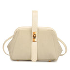 Luxe Faux Suede Frame Shoulder Bag With PU Accent Elegant Crossbody