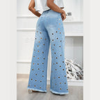 Vintage Vibe Women Retro Flared Jeans Wide Leg Loose Fit